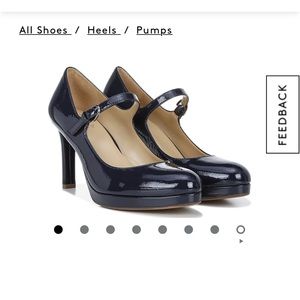 Modernized Mary Jane leather platform heels.  Non-slip outsole. 3 1/2 inch heel.